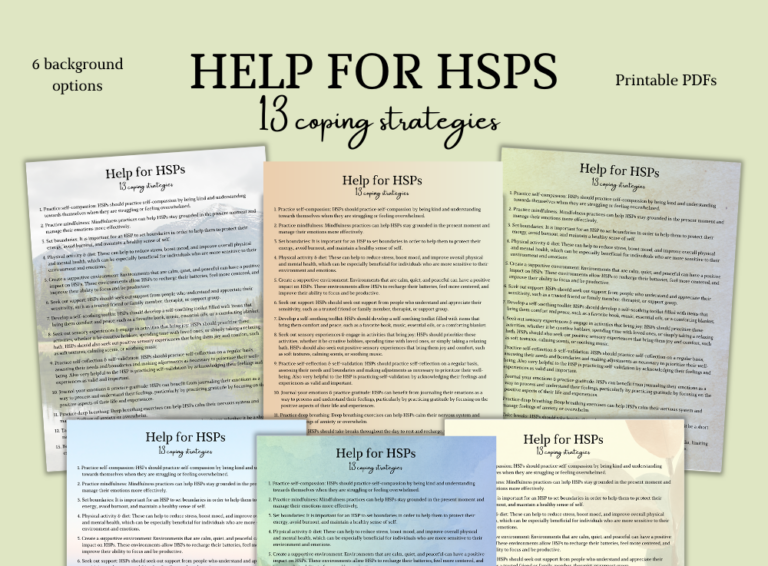 Help for the Highly Sensitive Person: Coping Strategies- Printable