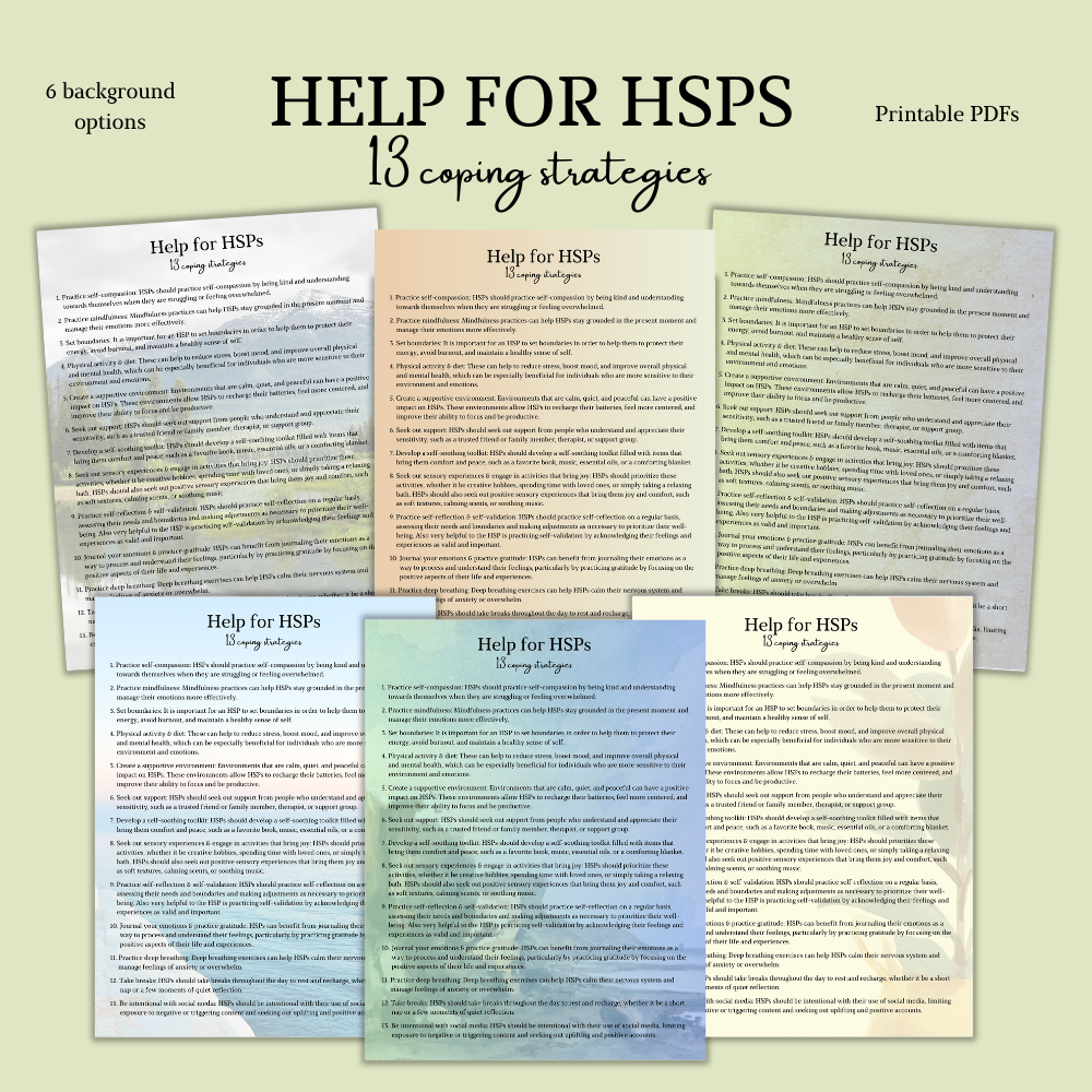 Help for the Highly Sensitive Person: Coping Strategies Printable